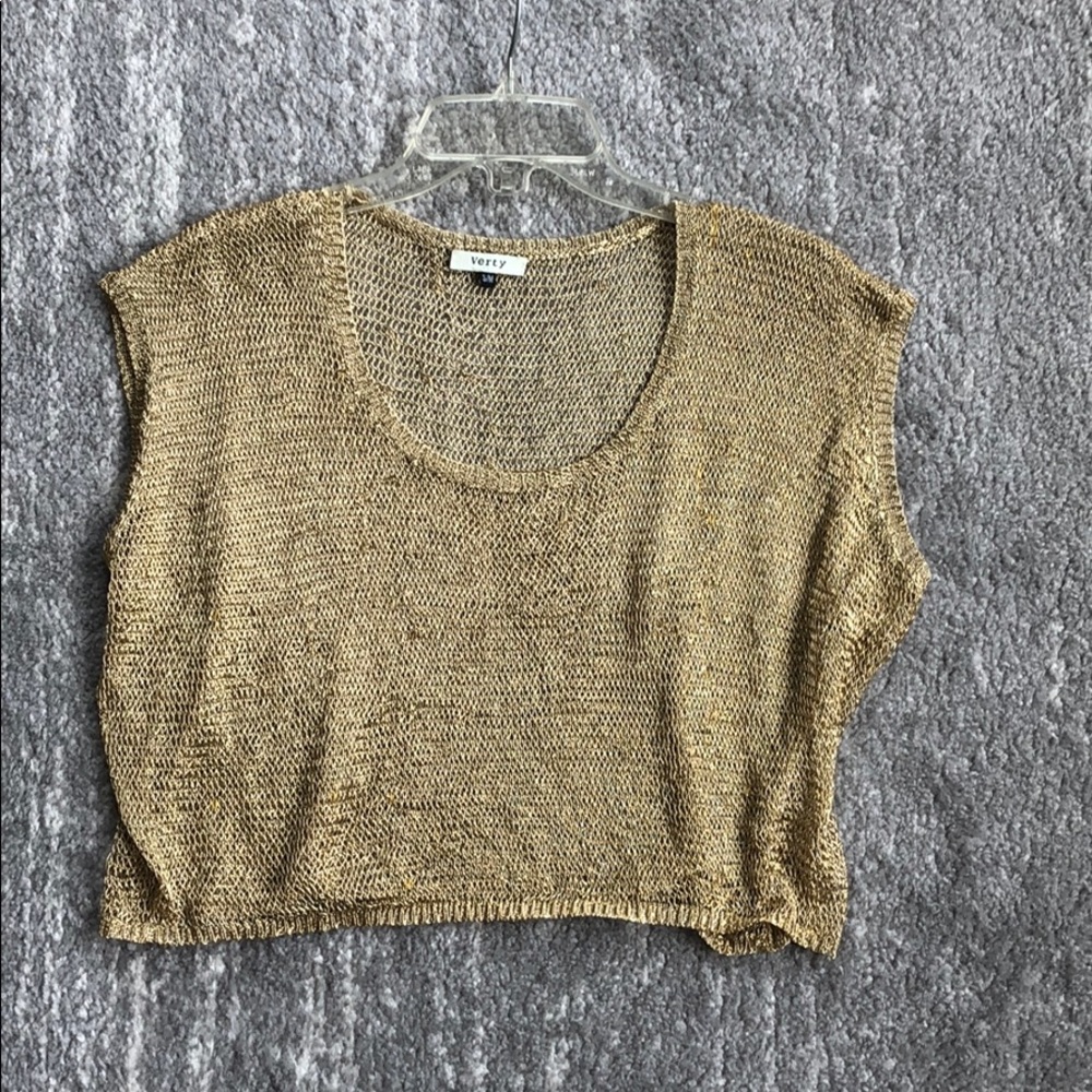 Gold Mesh Swim Cover Up Top